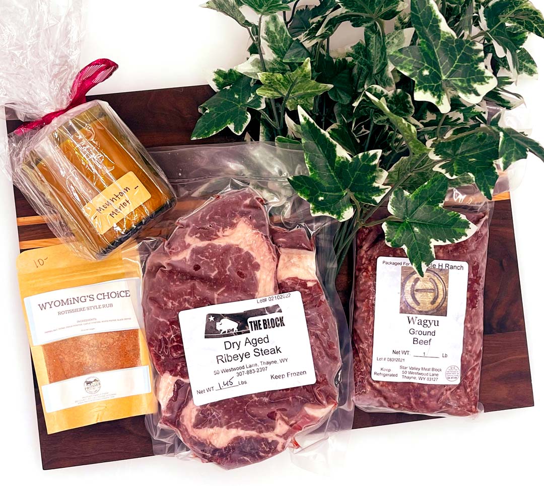 *Meat + Candle Gift Basket